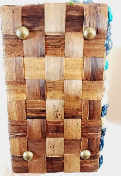 Vintage 50s 60s rockabilly pinup Hawaiian tiki bombshell wicker rattan purse bag - Picture 6 of 8